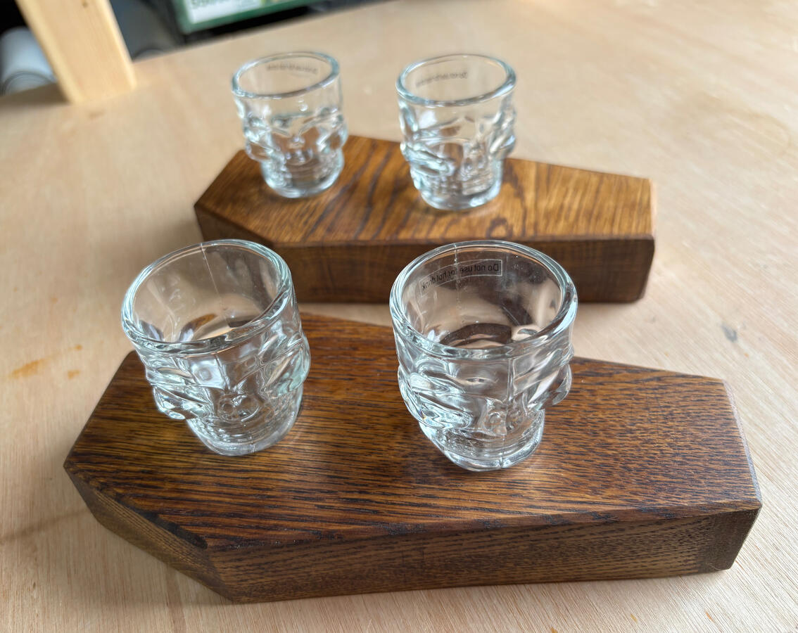 Coffins with glasses for Halloween