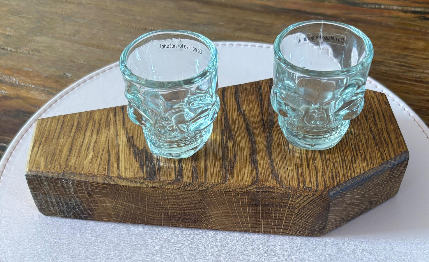 Halloween skull glasses on coffin