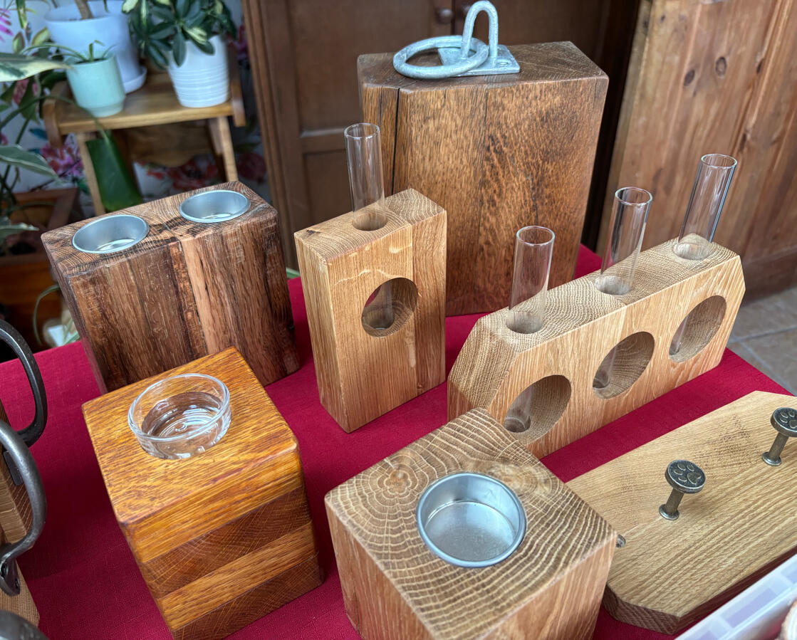 Candle holders, vases and doorstop